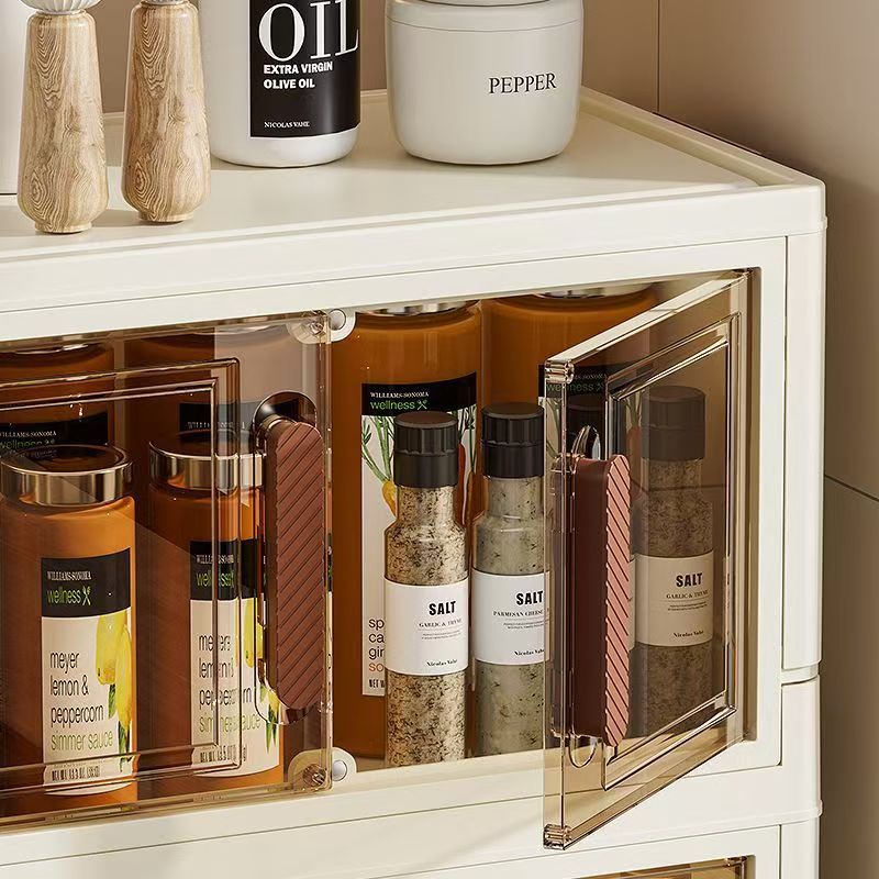 in hom Foldable Storage Cabinet  Plastic Storage Box  Double-Door Dustproof Shelving Unit - Image 7