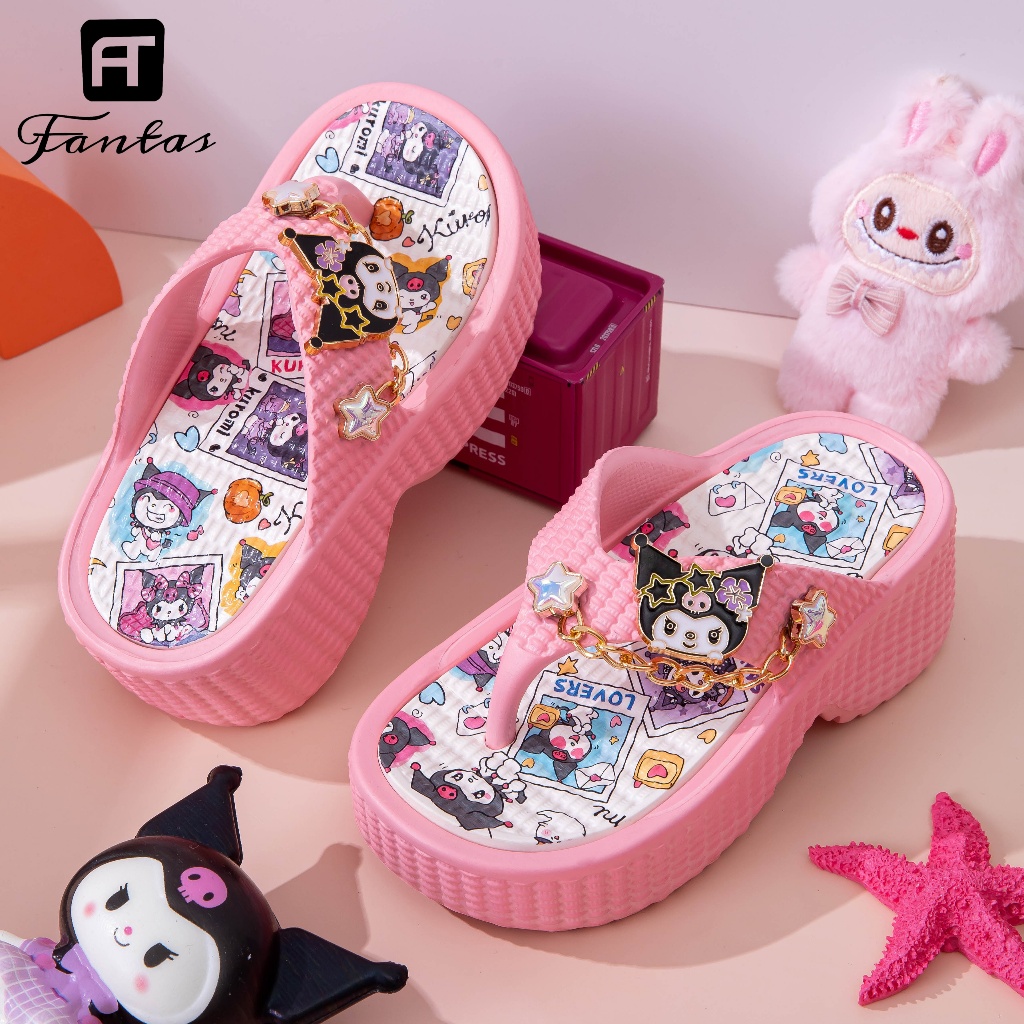 Kuromi Slippers for Kids EVA High quality Thick Soled Sandals Outdoor Indoor Girls Shoes - Image 4