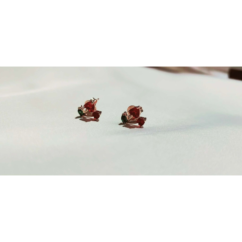 Mini Cherry/ Heart Stud Earrings - Champagne product photo 5