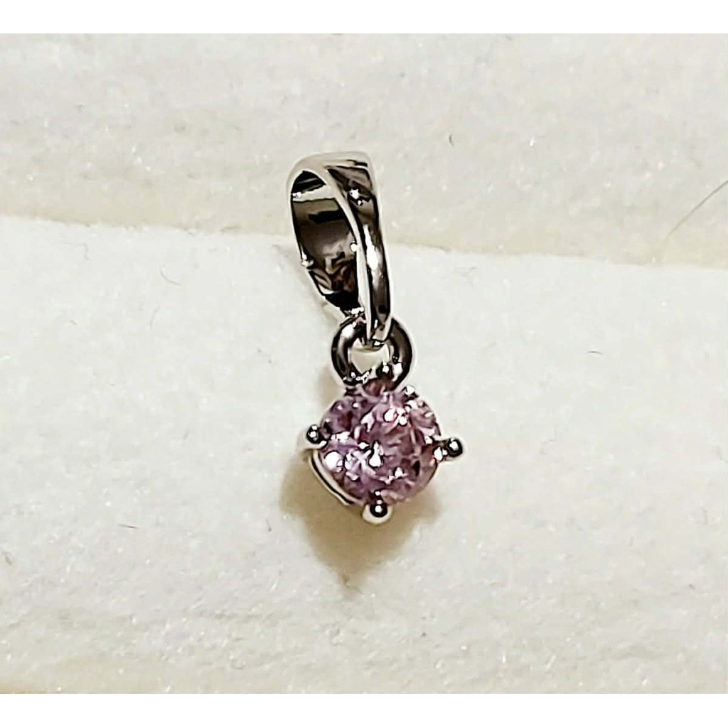 [Metchlab] Round Pink Crystal Pendant | Platinum Setting product photo 3