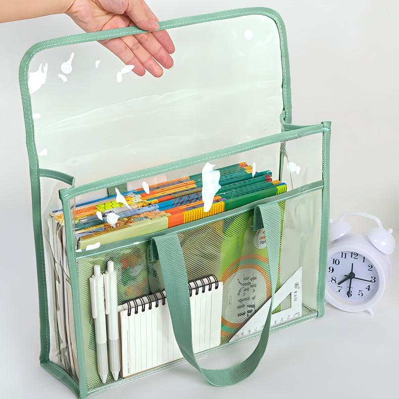 PVC Transparent Waterproof Large Capacity Extra Thick File Bag Multifunctional Document Organizer — view 8