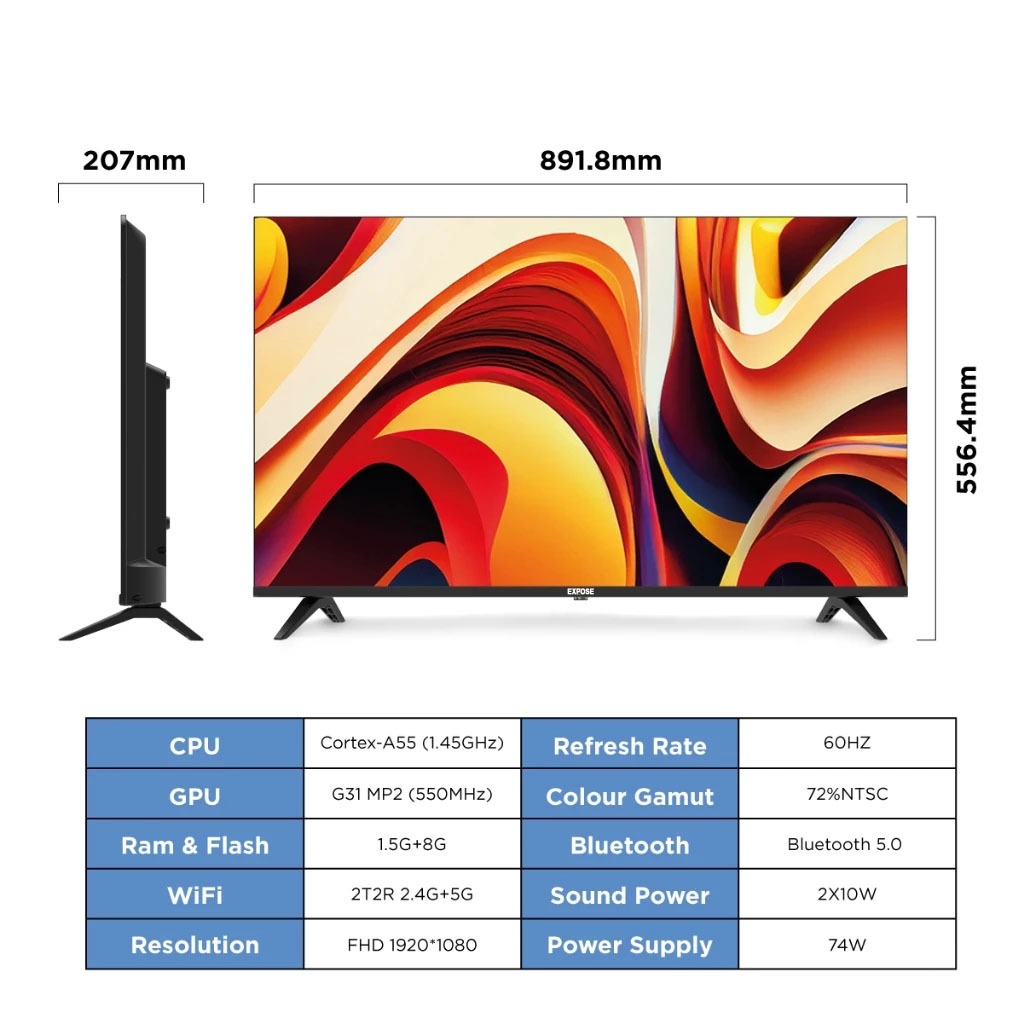 EXPOSE 32 Inch Smart TV  Android 12.0 Google 4K 19 24 LED 43 50 55 WiFi HD Bluetooth Flat SCREEN - Image 5