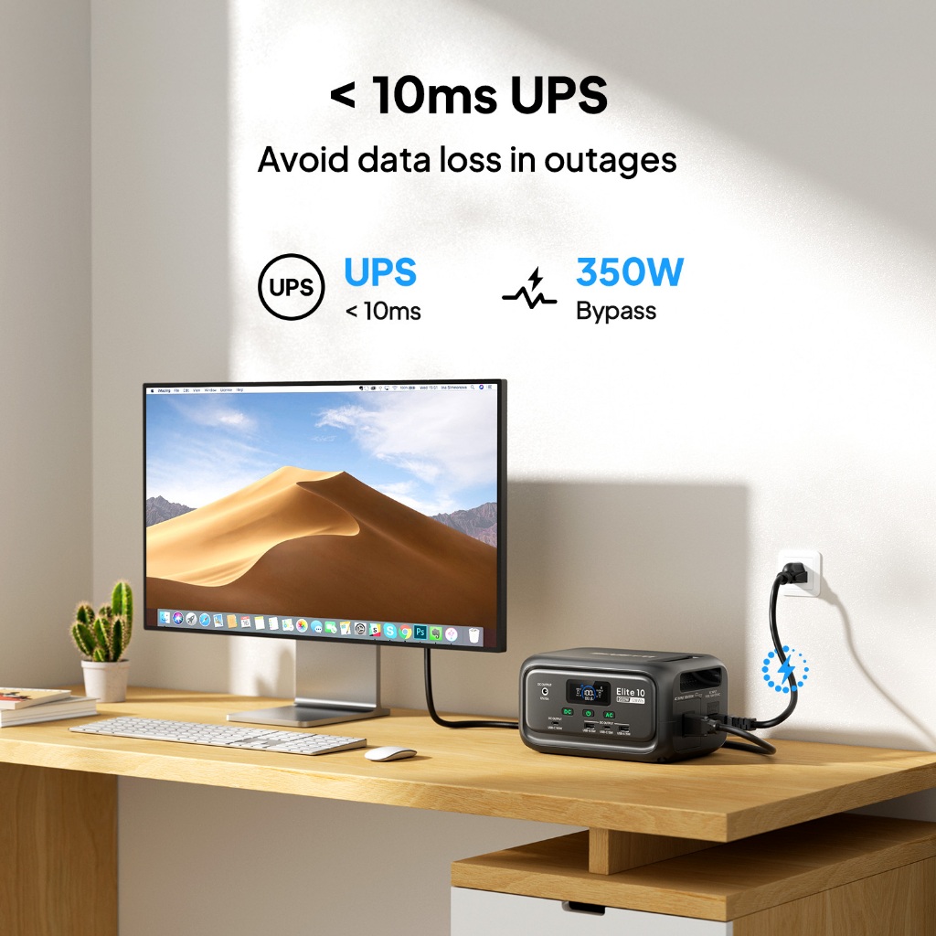 BLUETTI Portable Power Station Elite 10, 128Wh 34,595mAh LiFePO4 Battery with 200W AC Outlet, 10ms U - Image 3