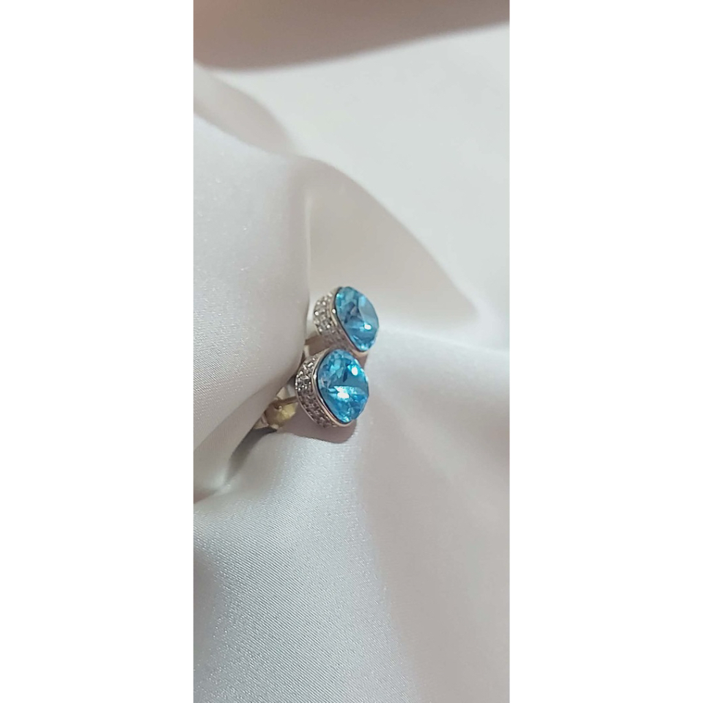 Authentic Aquamarine Gemstone Stud Earrings with Diamonds product photo 4