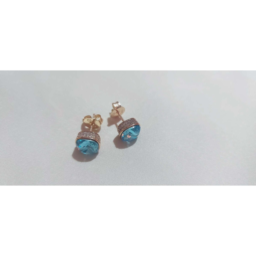 Authentic Aquamarine Gemstone Stud Earrings with Diamonds product photo 5