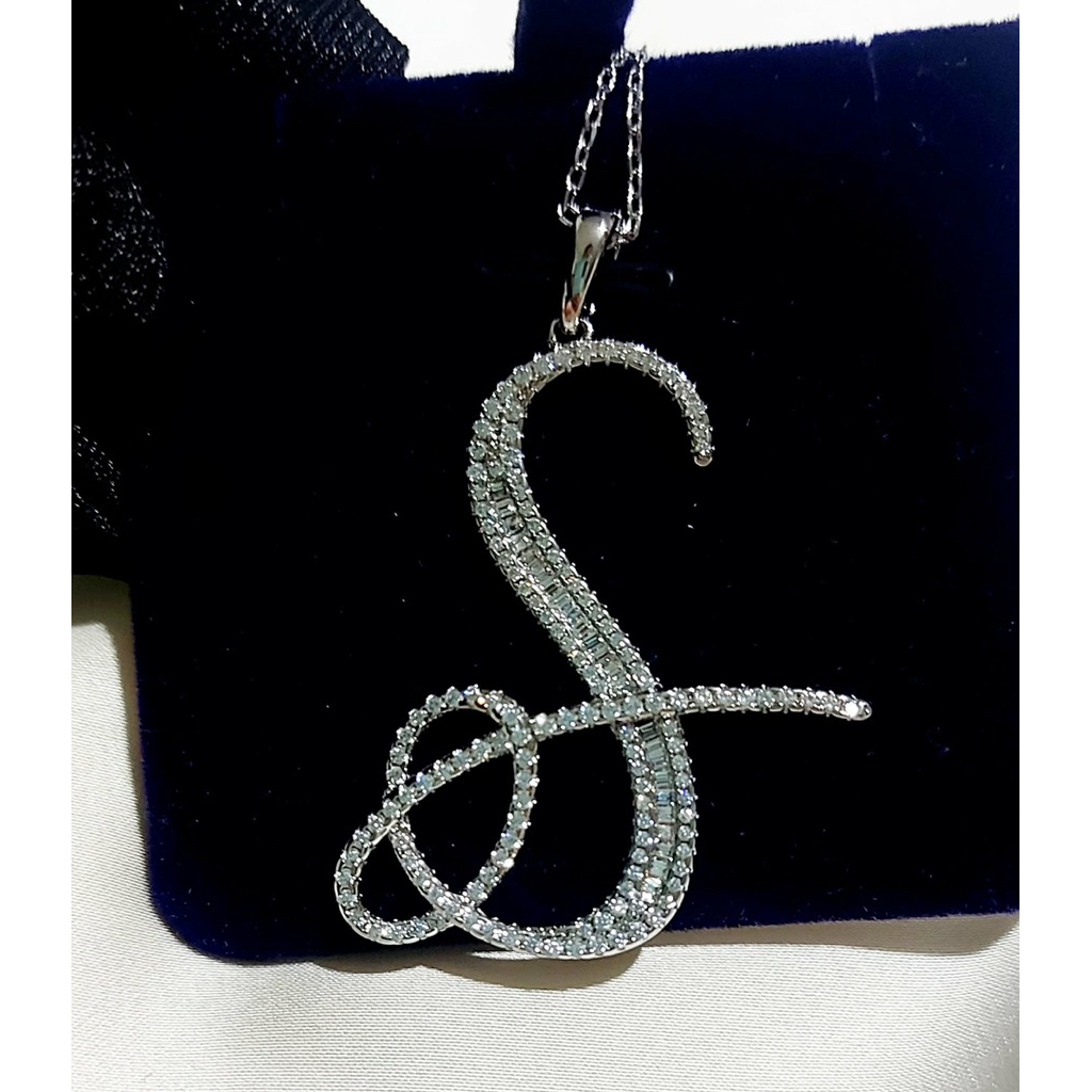 Statement Letter Necklace | Handcrafted Diamond Letter | Platinum Setting | 22 Inches product photo 3