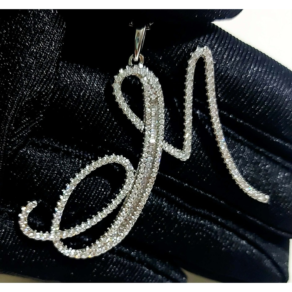 Statement Letter Necklace | Handcrafted Diamond Letter | Platinum Setting | 22 Inches product photo 2