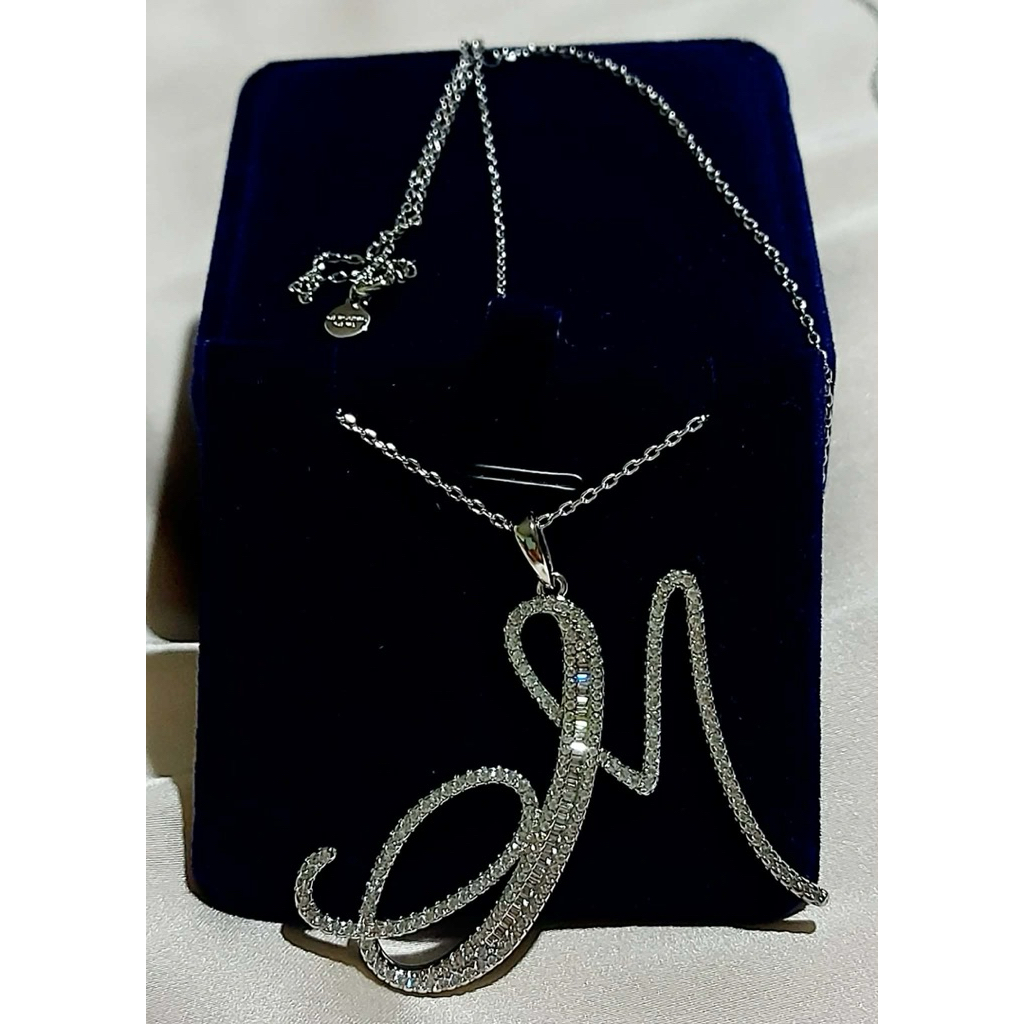 Statement Letter Necklace | Handcrafted Diamond Letter | Platinum Setting | 22 Inches product photo 1
