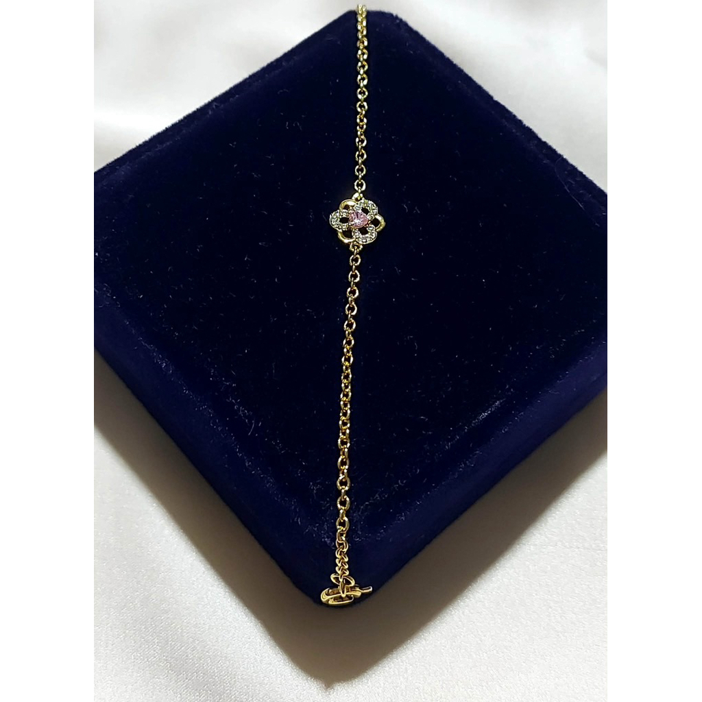 Flower Pendant Bracelet | Pink Sapphire & Diamond | Adjustable 5–6 Inches product photo 4
