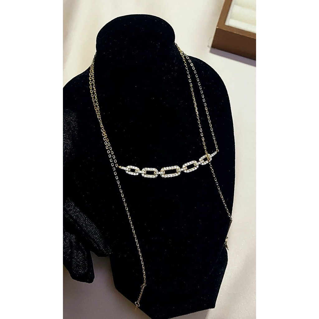 Pavé Link Bar Necklace | 18K Yellow Gold Vermeil | 22 Inches product photo 5