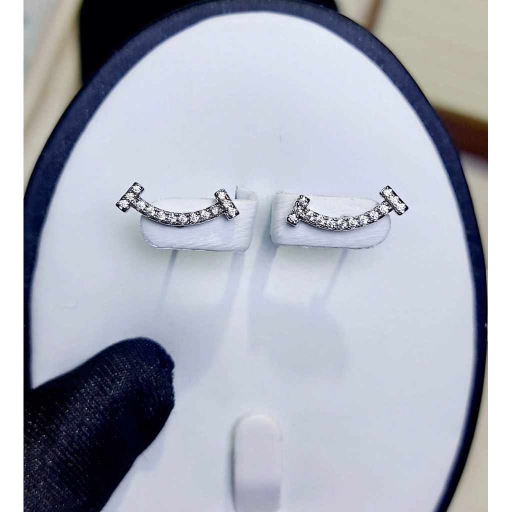 Luxury Curve Diamond Smile Earrings | Platinum Setting product photo 5