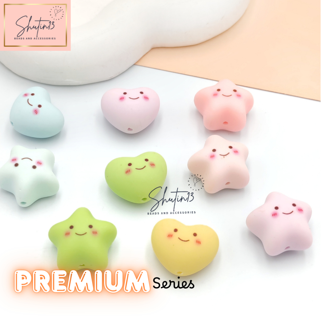 Shutin13 Star Heart Resin Beads Charm with Hole chubby Smiley Bead for DIY Keychain Accessories - Image 3