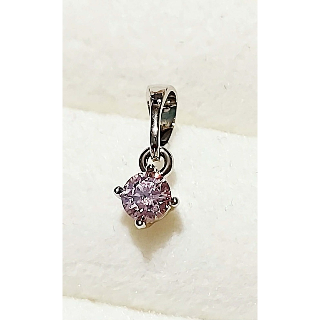 [Metchlab] Round Pink Crystal Pendant | Platinum Setting