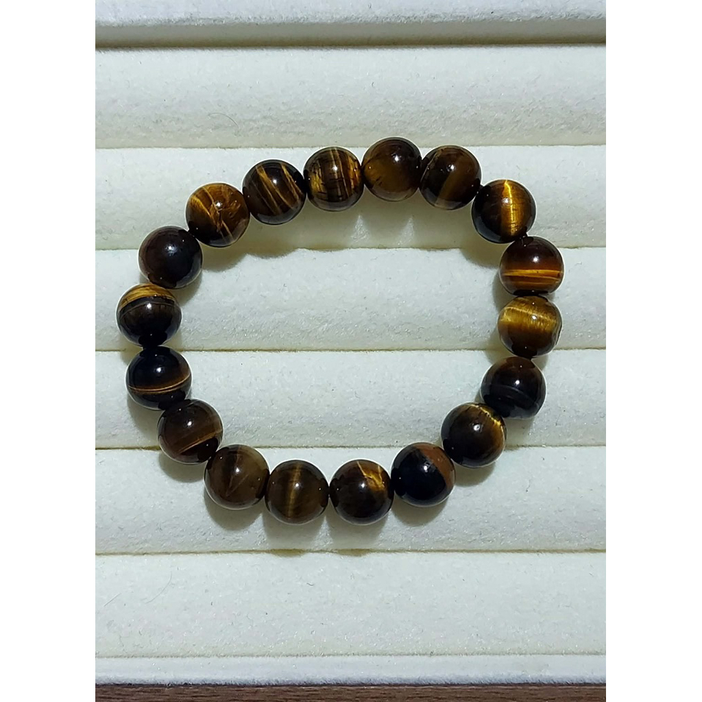 Natural Tiger Eye Gemstone Bracelet | 10mm Beads product photo 4