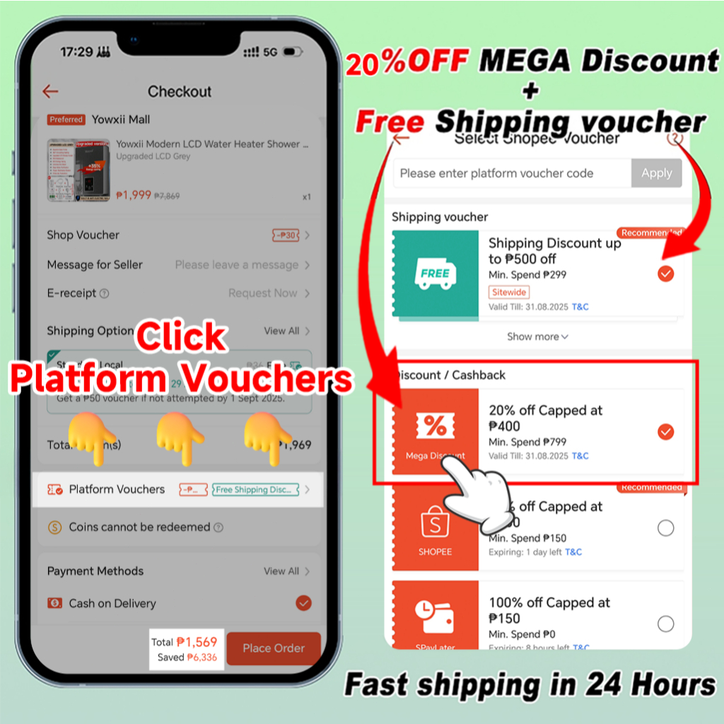 Yowxii Modern LCD Water Heater Shower Inverter Electric Hot And Cold Shower For Bathroom 6500W - Image 8