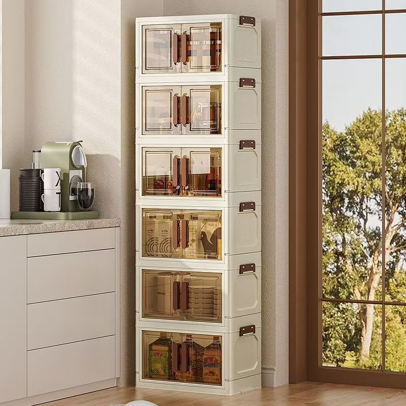 in hom Foldable Storage Cabinet  Plastic Storage Box  Double-Door Dustproof Shelving Unit - Image 5