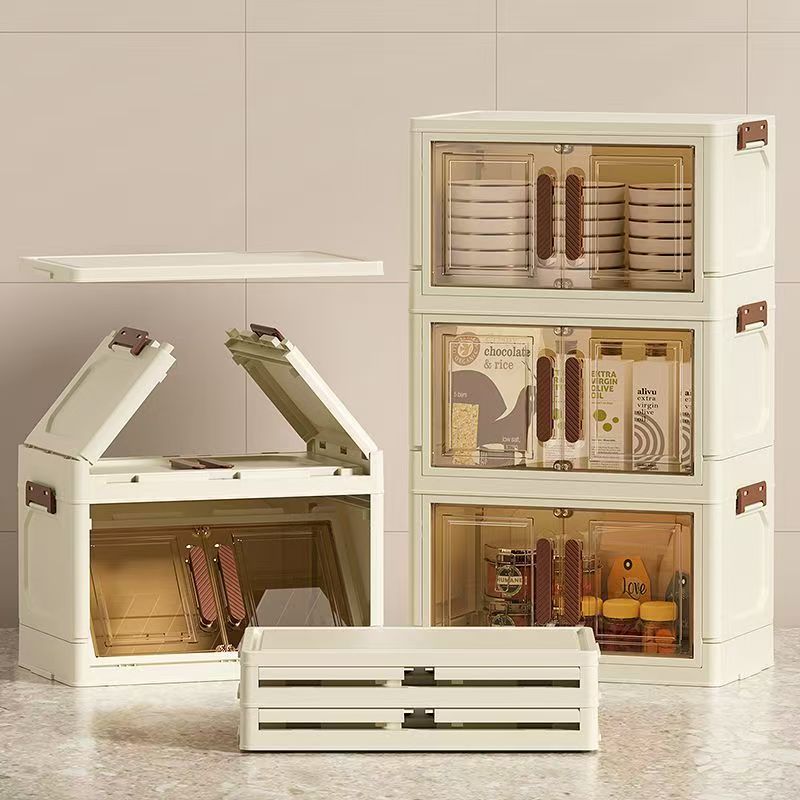 in hom Foldable Storage Cabinet  Plastic Storage Box  Double-Door Dustproof Shelving Unit - Image 6