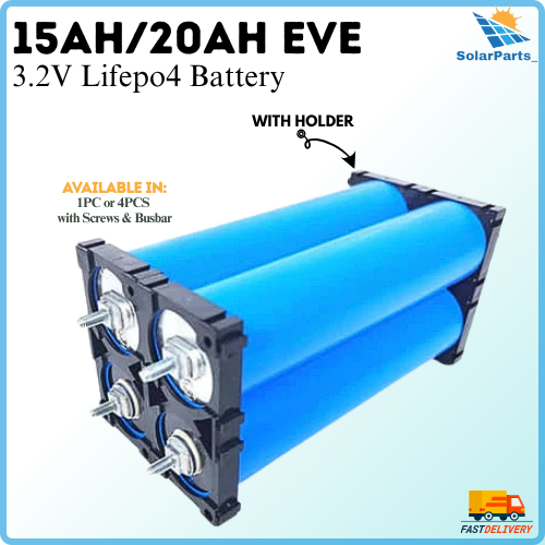 4PCS BRANDNEW EVE 20AH / 15AH LIFEPO4 BATTERY CYLINDRICAL RECHARGEABLE-FREE SCREWS, BUSBAR & HOLDER — view 7
