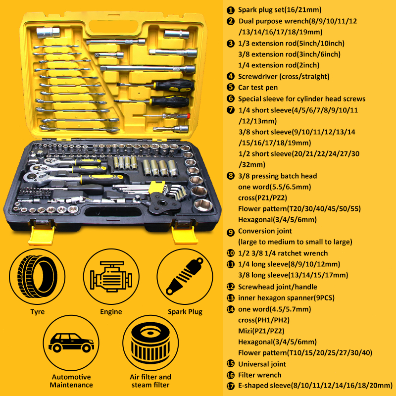 KEELAT 121Pcs Toolbox Ratchet Wrench Set (50HRC) DIY Tools Screwdriver Hex Drive Hardened Steel - Image 2