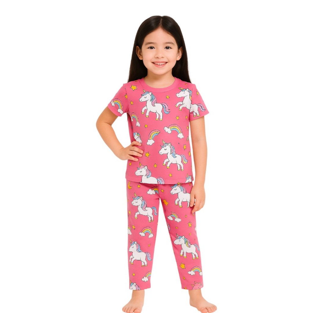 AGKS 3-5 Pairs Terno Pajama Sleepwear for Girls Kids 0-10 Yrs | Assorted Colors and Prints Set - Image 4