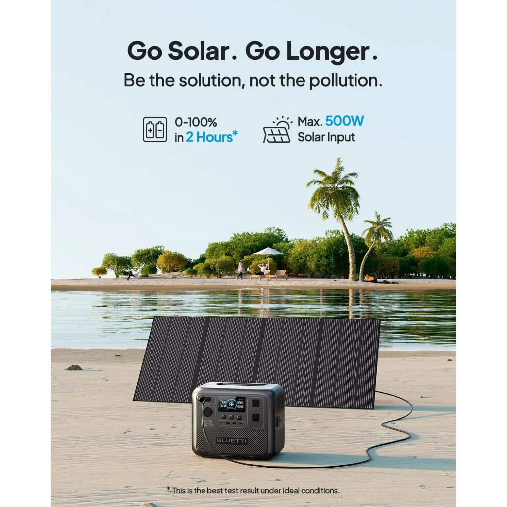 BLUETTI AC70 Portable Power Station 768Wh 1000W LiFePO4 Battery Solar Generator for Emergency Backup — view 5