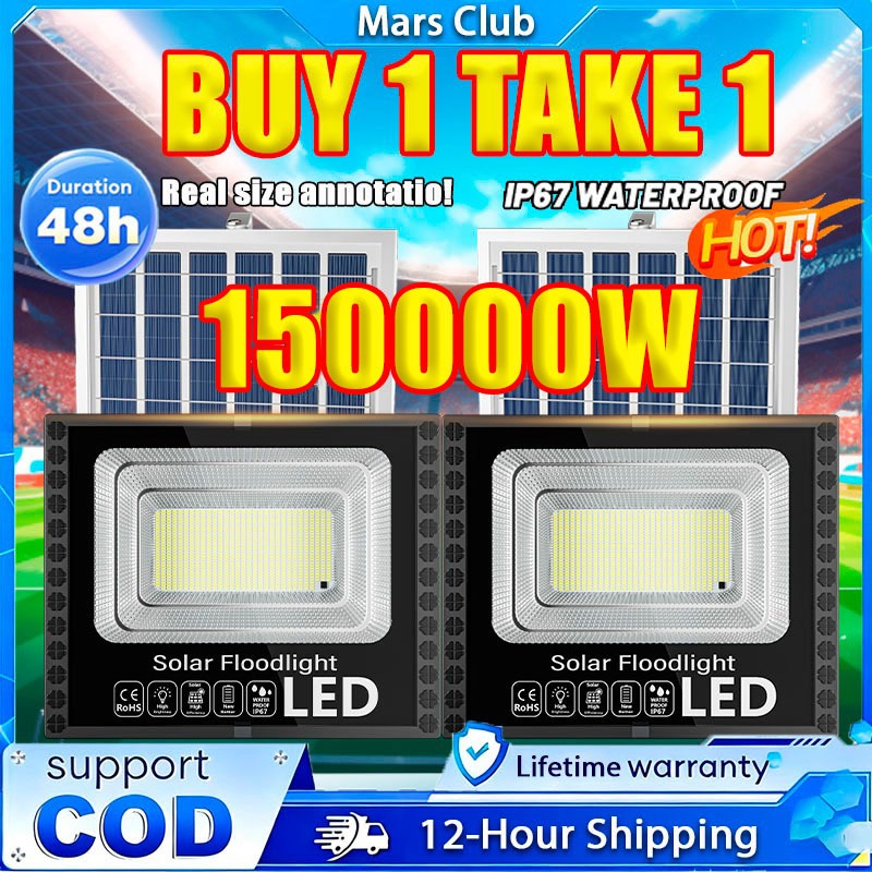 BUY 1 TAKE 1 Solar Light Outdoor Waterproof IP67 150000W Solar Flood Light LED Light with Remote