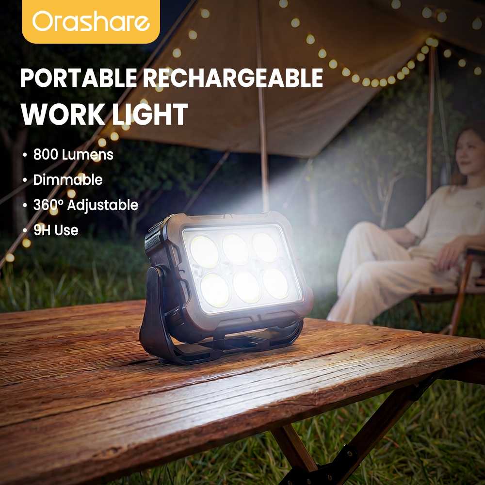 Orashare OL26 Magnetic COB Work Light 3600mAh Rechargeable 800LUM Super Bright Solar Camping Lamp