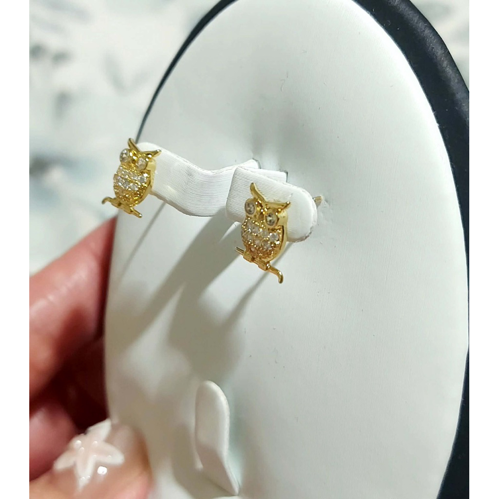 Owl Stud Earrings with Diamonds product photo 2