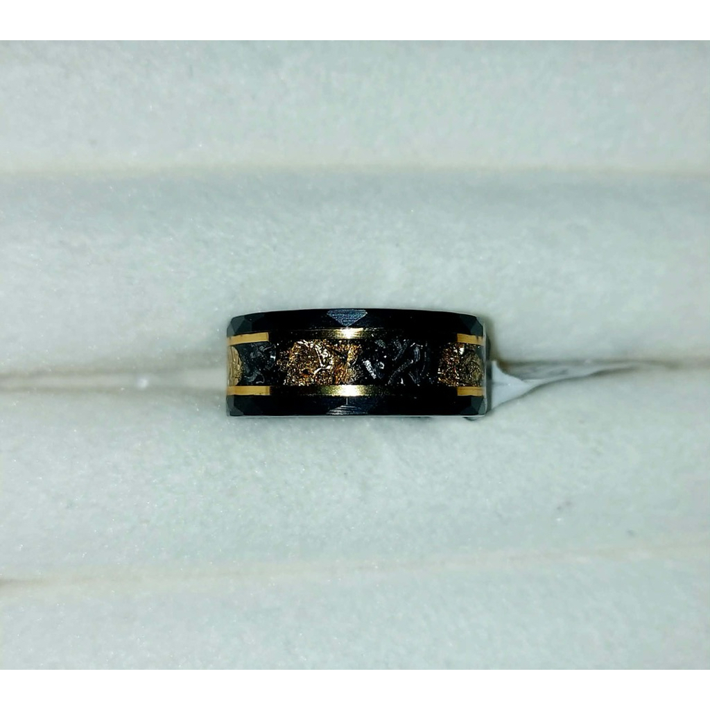 Black Tungsten Ring Size 6 | 18K Gold Inlay Design | Lifetime Quality Band product photo 2