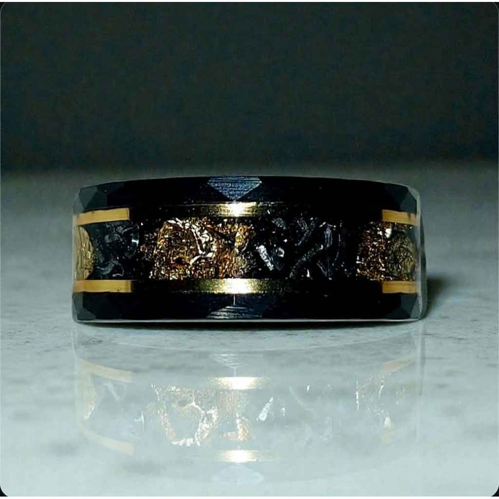 Black Tungsten Ring Size 6 | 18K Gold Inlay Design | Lifetime Quality Band