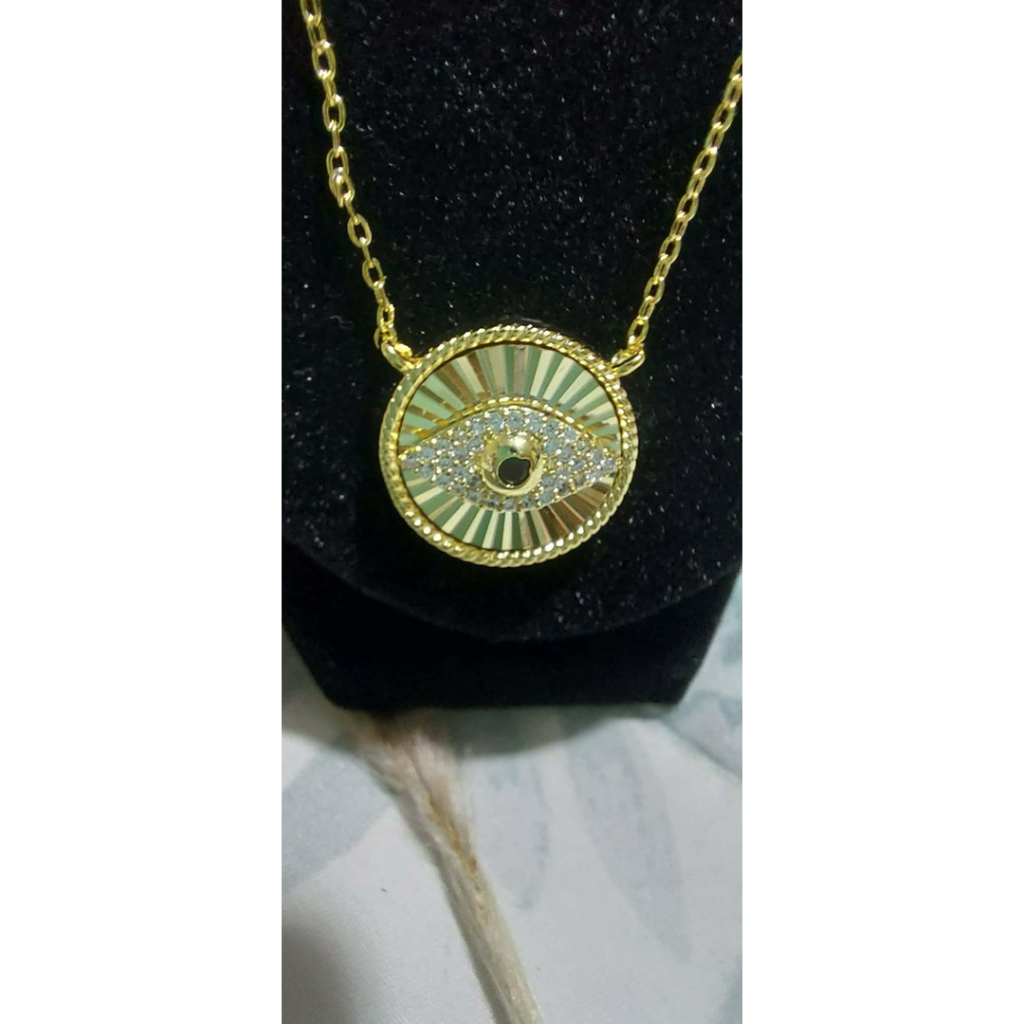 Anti Evil Eye Necklace in Yellow Gold Setting | Adjustable 16–18 Inches