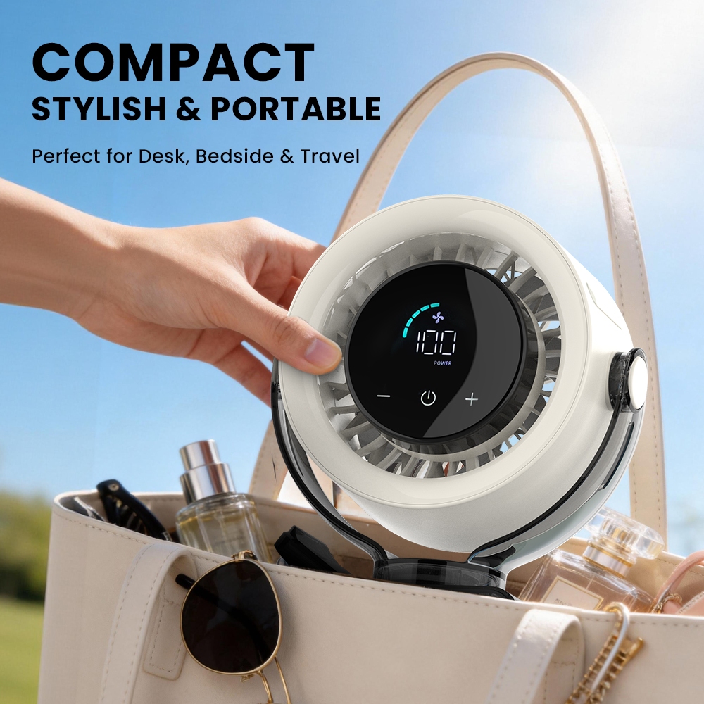 Orashare CF04 Desk Clip Fan Rechargeable 100 Speed Silent Desktop Fan with LED Display 360° Rotating - Image 5