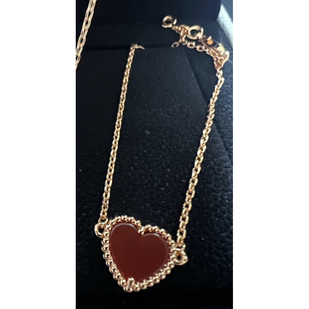Sweet Alhambra Heart Bracelet | Red Carnelian | Adjustable 7–7.5 Inches product photo 5