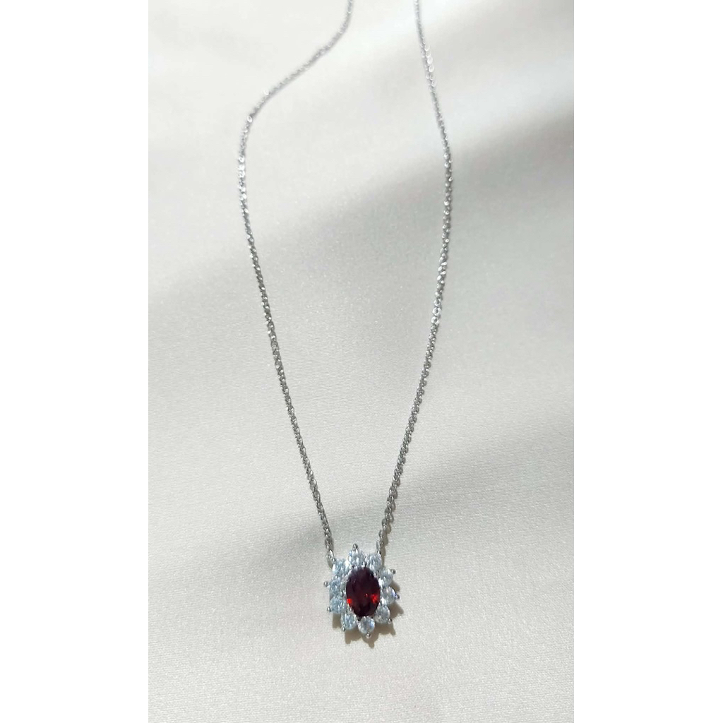Elegant Estate Ruby & Diamond Pendant | Oval Ruby Center | Adjustable Length product photo 4