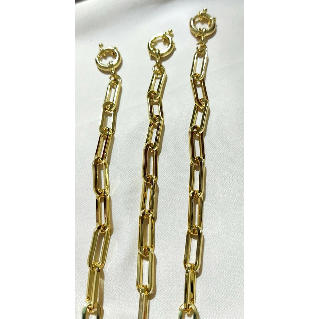 Big Paperclip Bracelet with Sailor Clasp | 18cm & 20cm | Yellow Gold Setting product photo 2