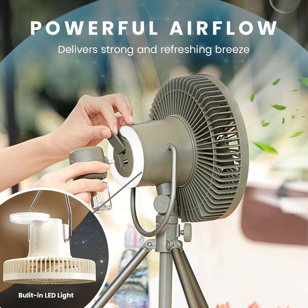 TYLEX XM57 Camping Fan with Light USB Port 10000mAh Battery Capacity with Power Bank Table & Wall — view 6