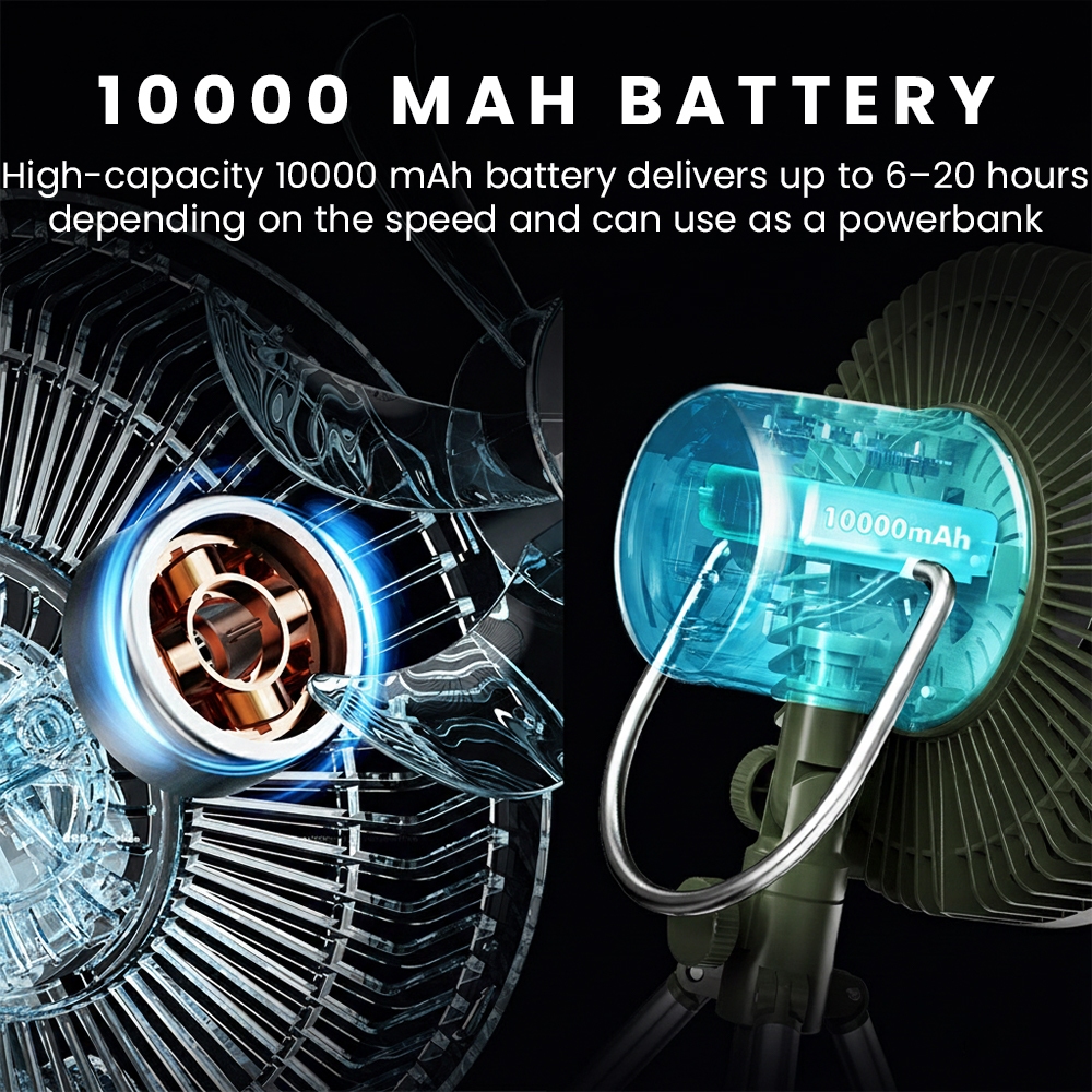 TYLEX XM57 Camping Fan with Light USB Port 10000mAh Battery Capacity with Power Bank Table & Wall — view 8