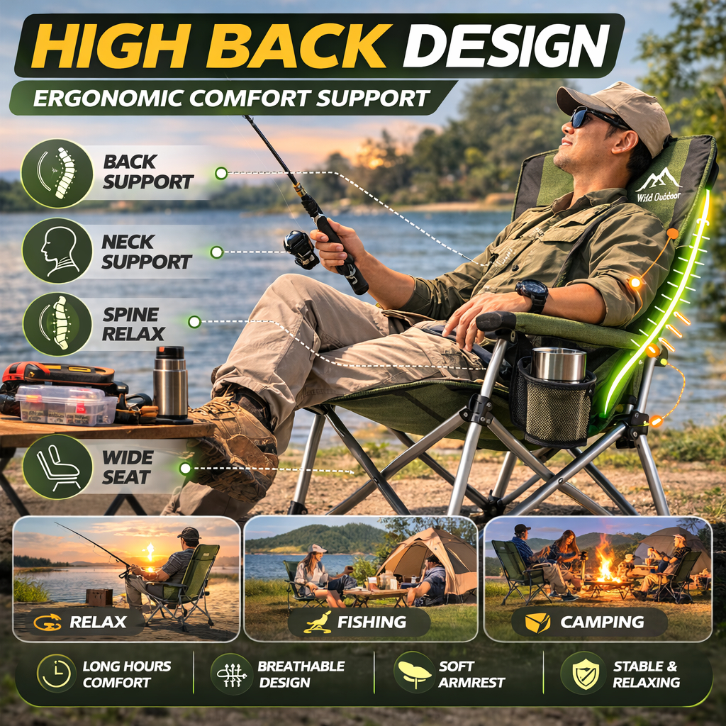 Outdoor folding chair heavy duty Camping Chair Portable Fishing Chair 220KG Large Load-Bearing 【COD】 — view 6