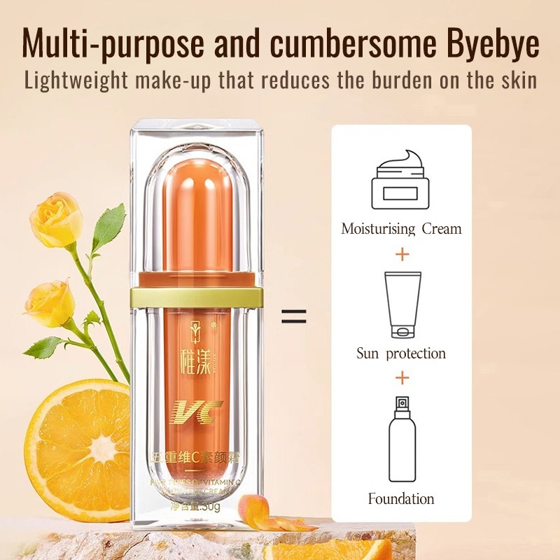 Five vitamin C tone up cream Supplement Cream Lazy Cream Makeup Cream Moistuinre makeup cream 30g - Image 3