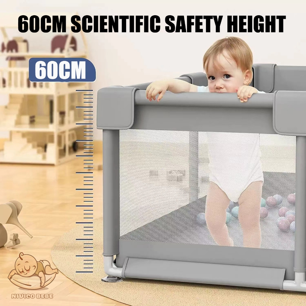 NIVICO BEBE Playpen For Baby With Foam Queen King Size Indoor Breathable Mesh Safety Baby Playpen - Image 4