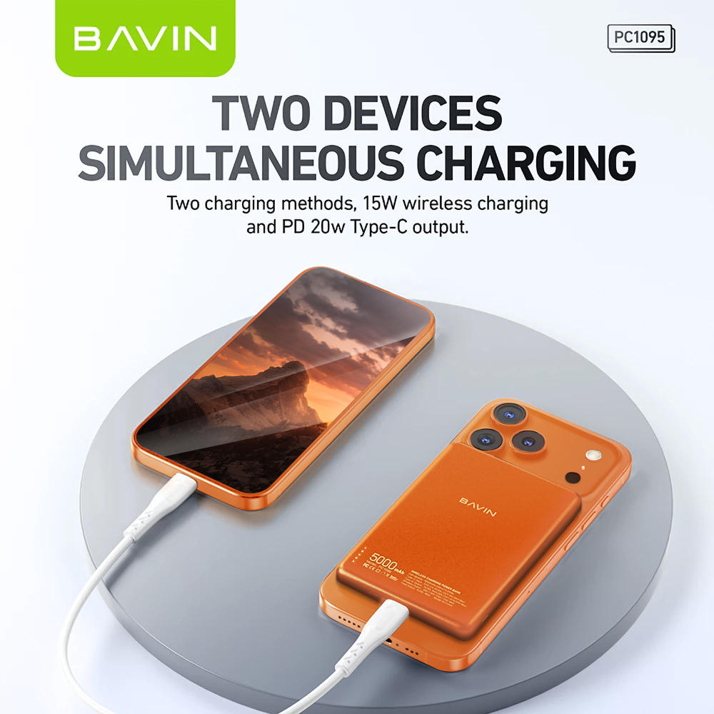 BAVIN PC1095 / PC1106 10000mAh 15W Ultra Thin Fast Charging Wireless Powerbank w/ Free Magnetic Ring - Image 2