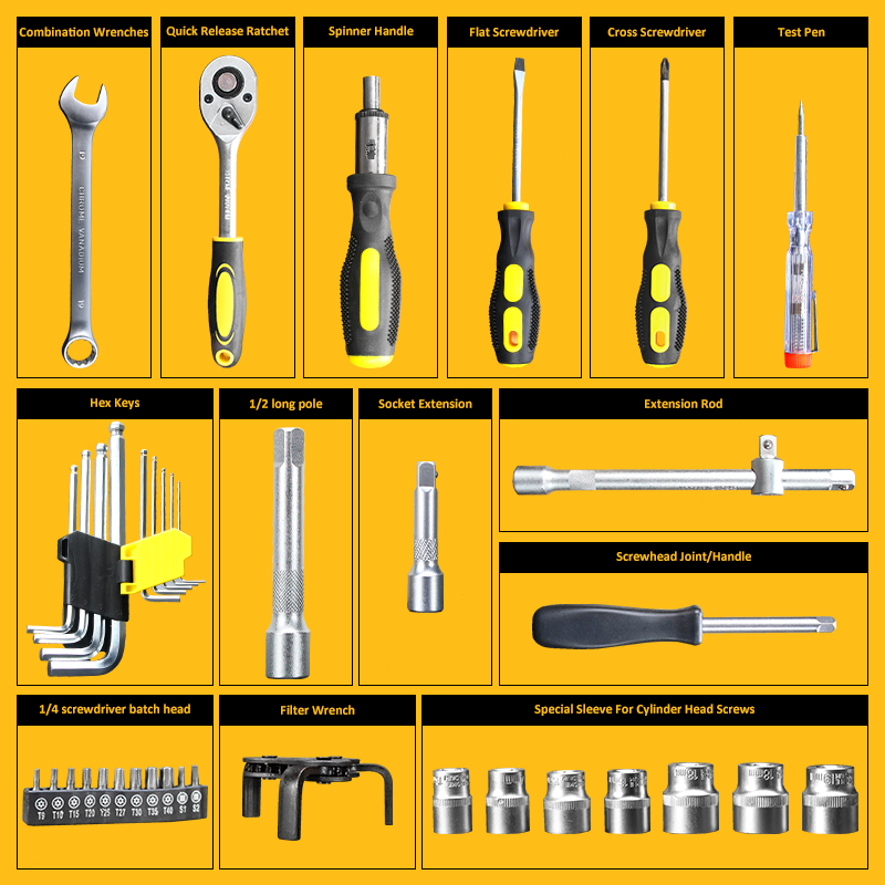 KEELAT 121Pcs Toolbox Ratchet Wrench Set (50HRC) DIY Tools Screwdriver Hex Drive Hardened Steel - Image 3