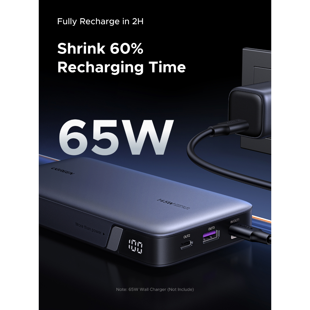 UGREEN 25000 mAh Power Bank PD 145W with Digital Display, Fast Charging for Laptops & Phones — view 4