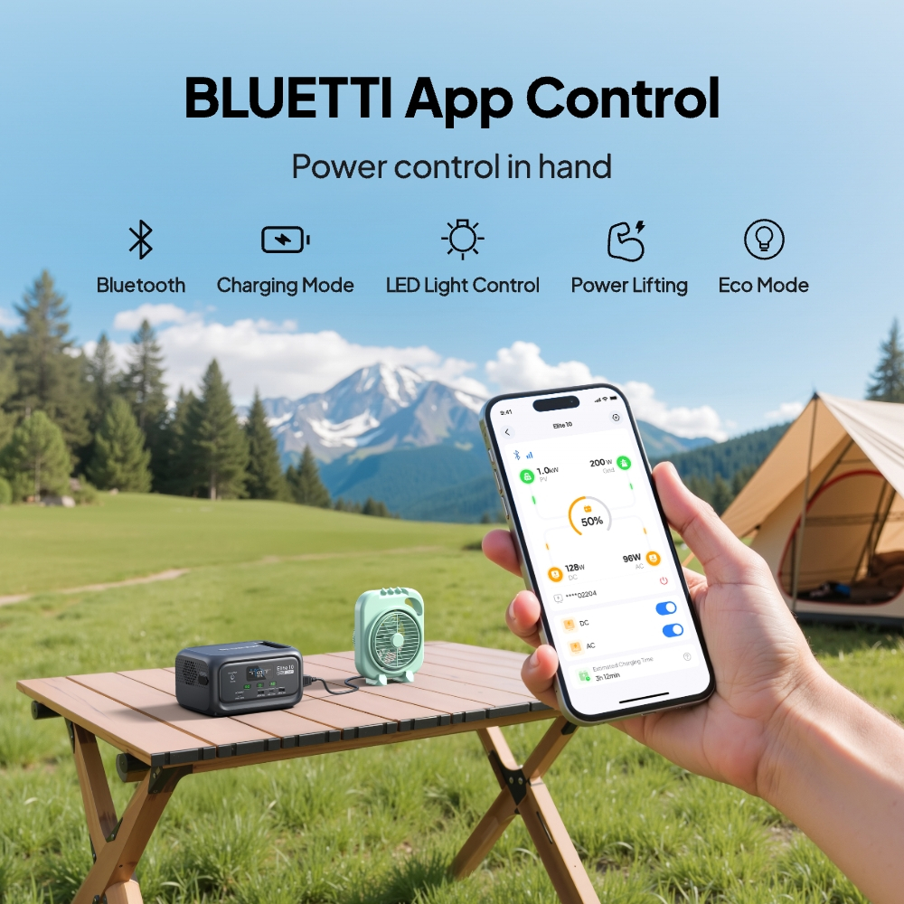 BLUETTI Portable Power Station Elite 10, 128Wh 34,595mAh LiFePO4 Battery with 200W AC Outlet — view 6
