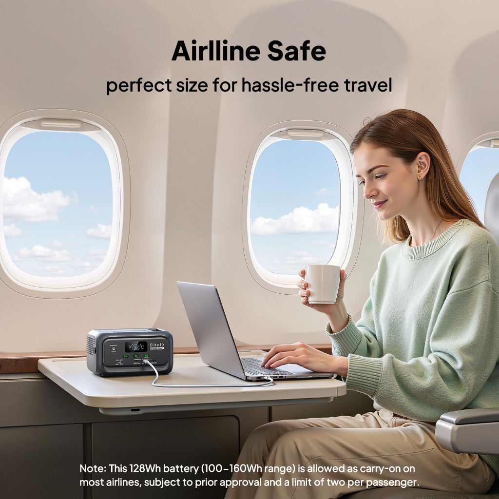 BLUETTI Portable Power Station Elite 10, 128Wh 34,595mAh LiFePO4 Battery with 200W AC Outlet, 10ms U - Image 2