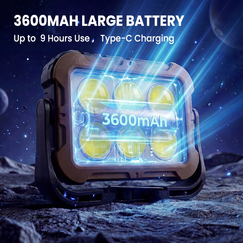 Orashare OL26 Magnetic COB Work Light 3600mAh Rechargeable 800LUM Super Bright Solar Camping Lamp — view 4