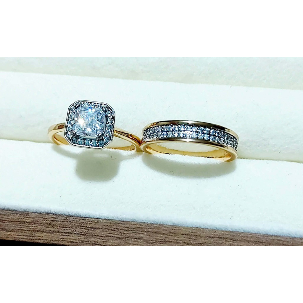 Double Ring with Diamond Accents – Champagne Setting product photo 2