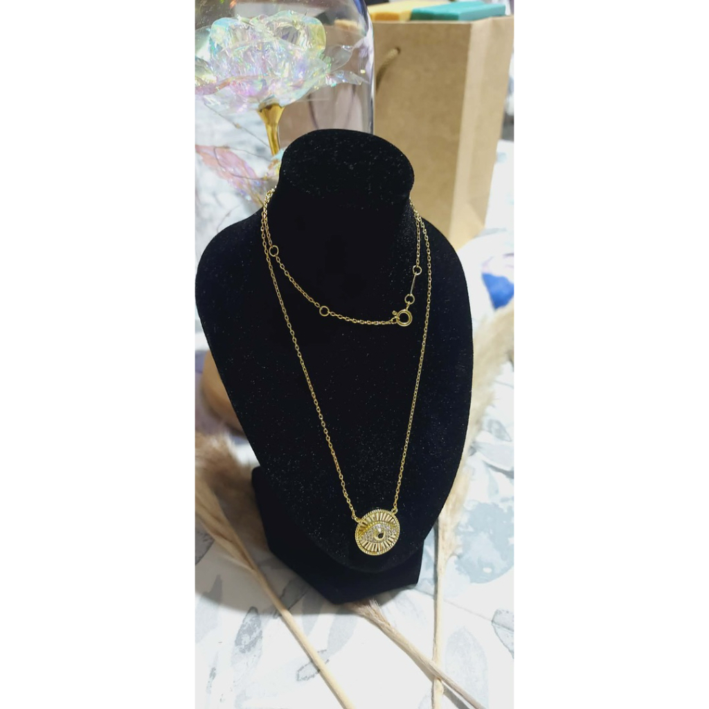 Anti Evil Eye Necklace in Yellow Gold Setting | Adjustable 16–18 Inches product photo 5