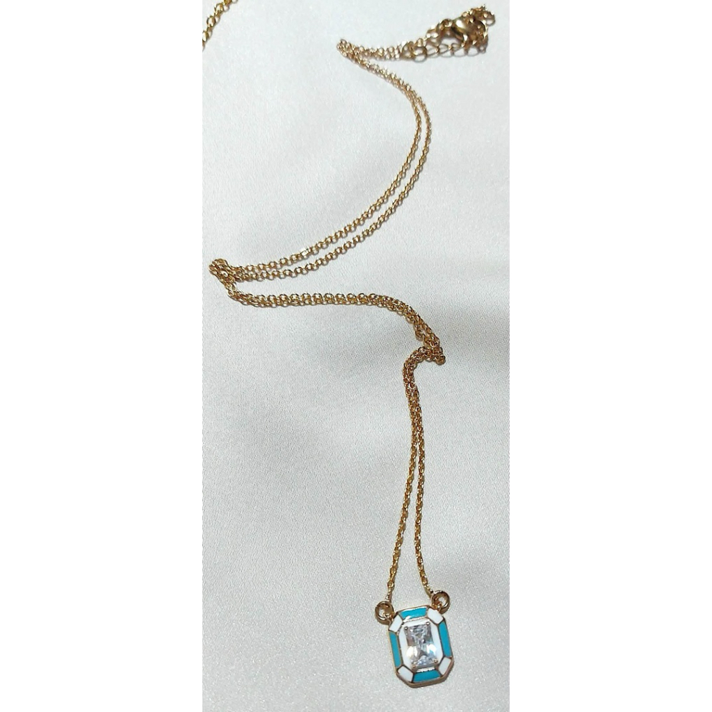 Monroe Emerald-Cut Centered Necklace in Yellow Gold Setting | Adjustable 16–18 Inches product photo 2