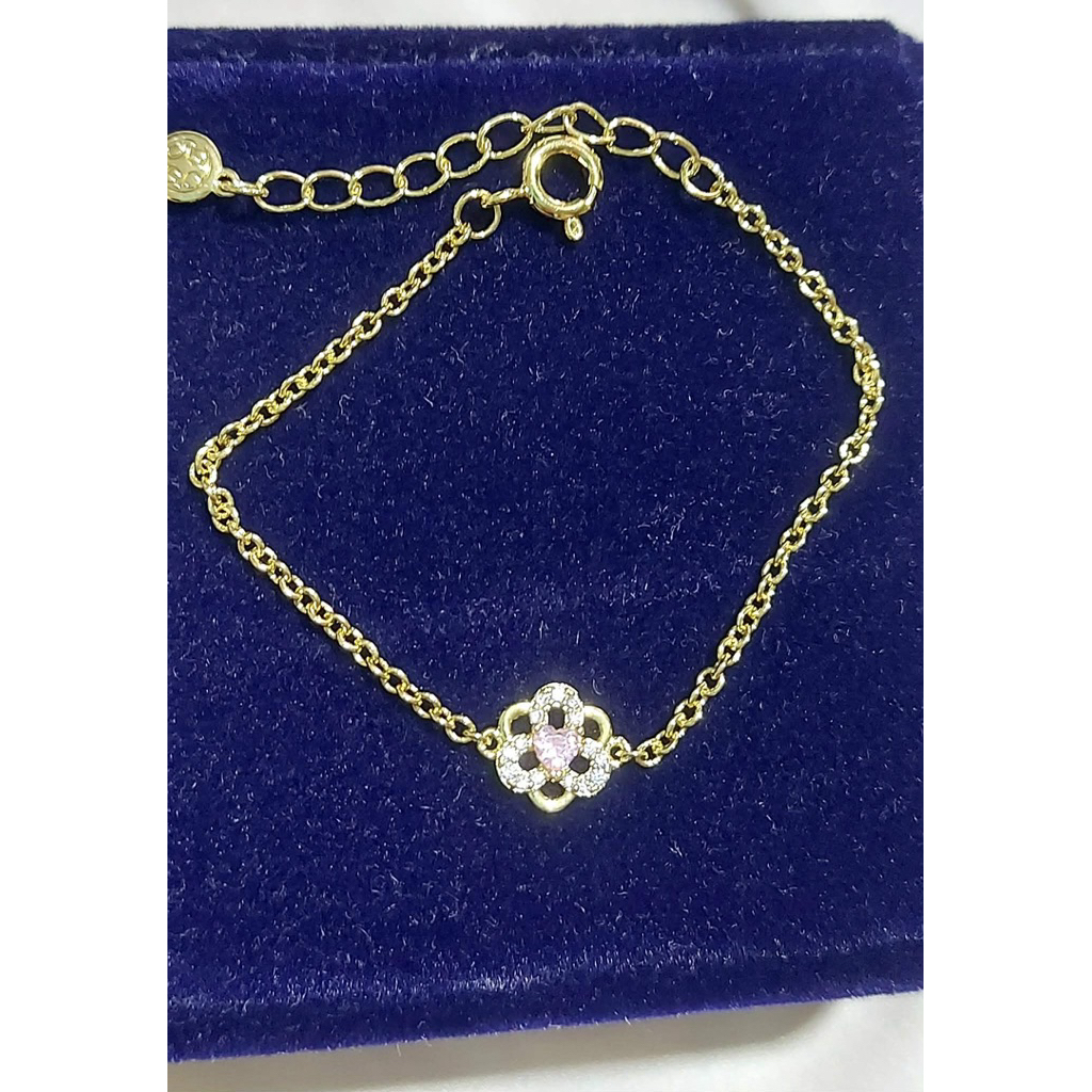 Flower Pendant Bracelet | Pink Sapphire & Diamond | Adjustable 5–6 Inches product photo 1